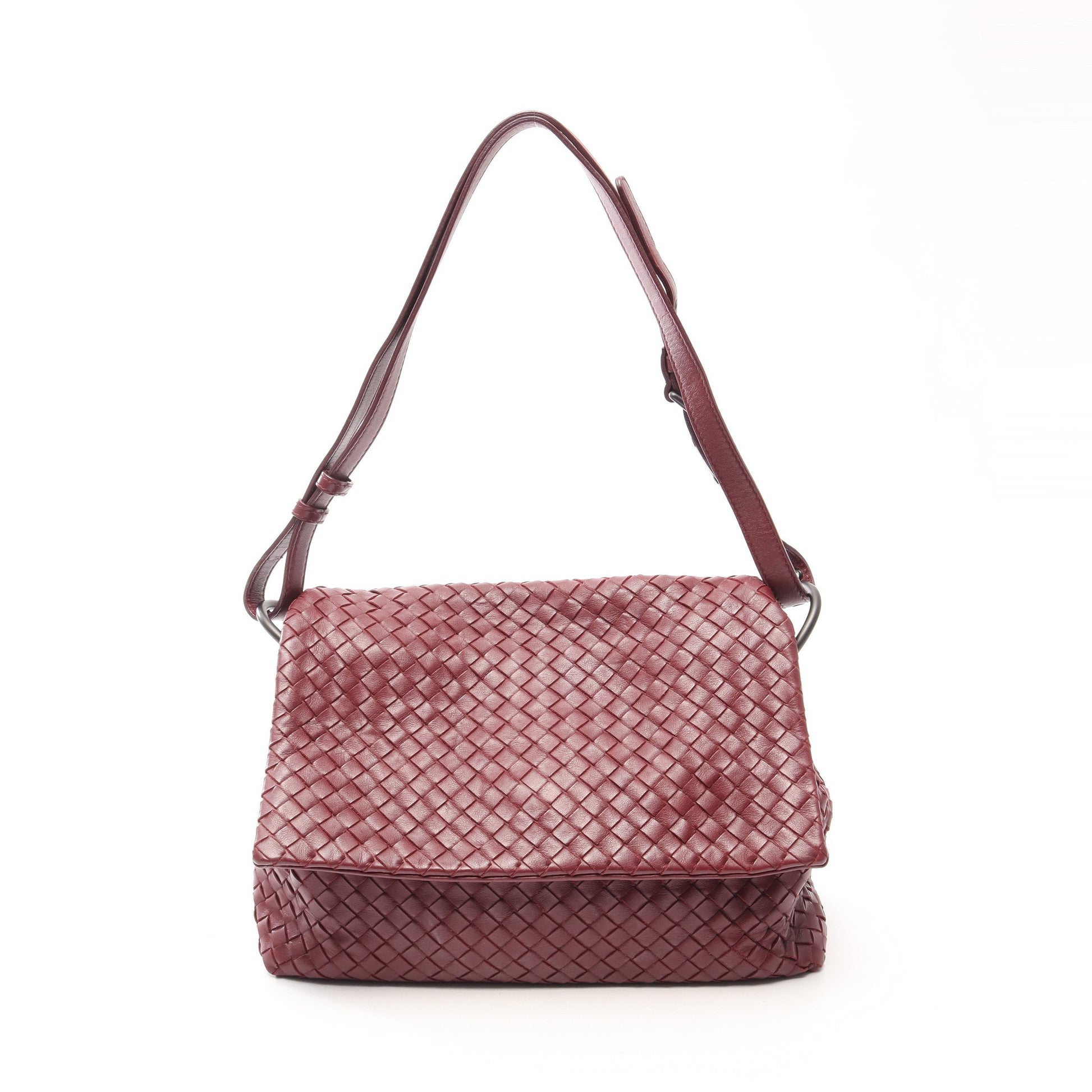 イントレチャート ショルダーバッグ レザー バーガンディ ボッテガヴェネタ バッグ BOTTEGA VENETA