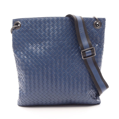 イントレチャート ショルダーバッグ レザー ブルー ボッテガヴェネタ バッグ BOTTEGA VENETA