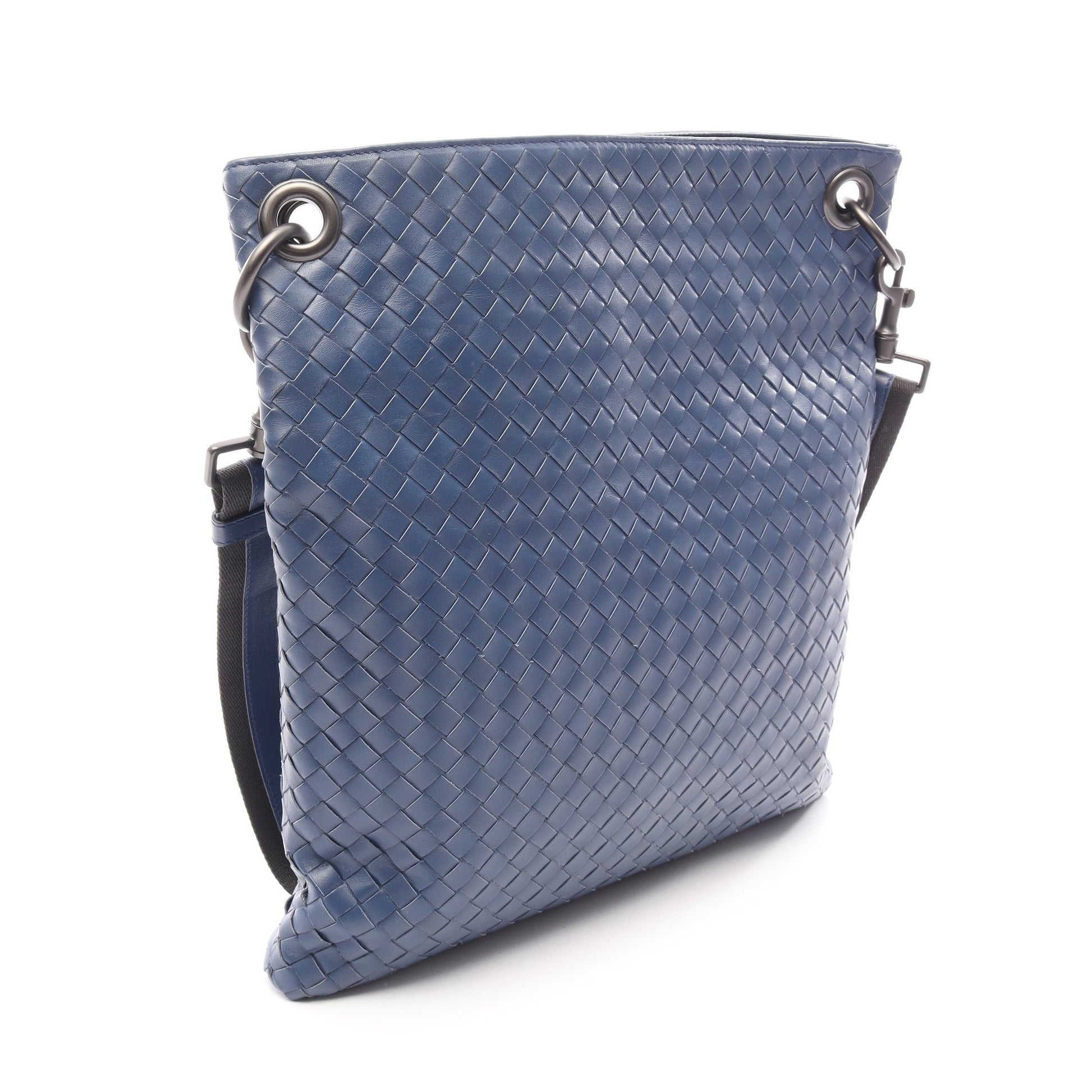 イントレチャート ショルダーバッグ レザー ブルー ボッテガヴェネタ バッグ BOTTEGA VENETA