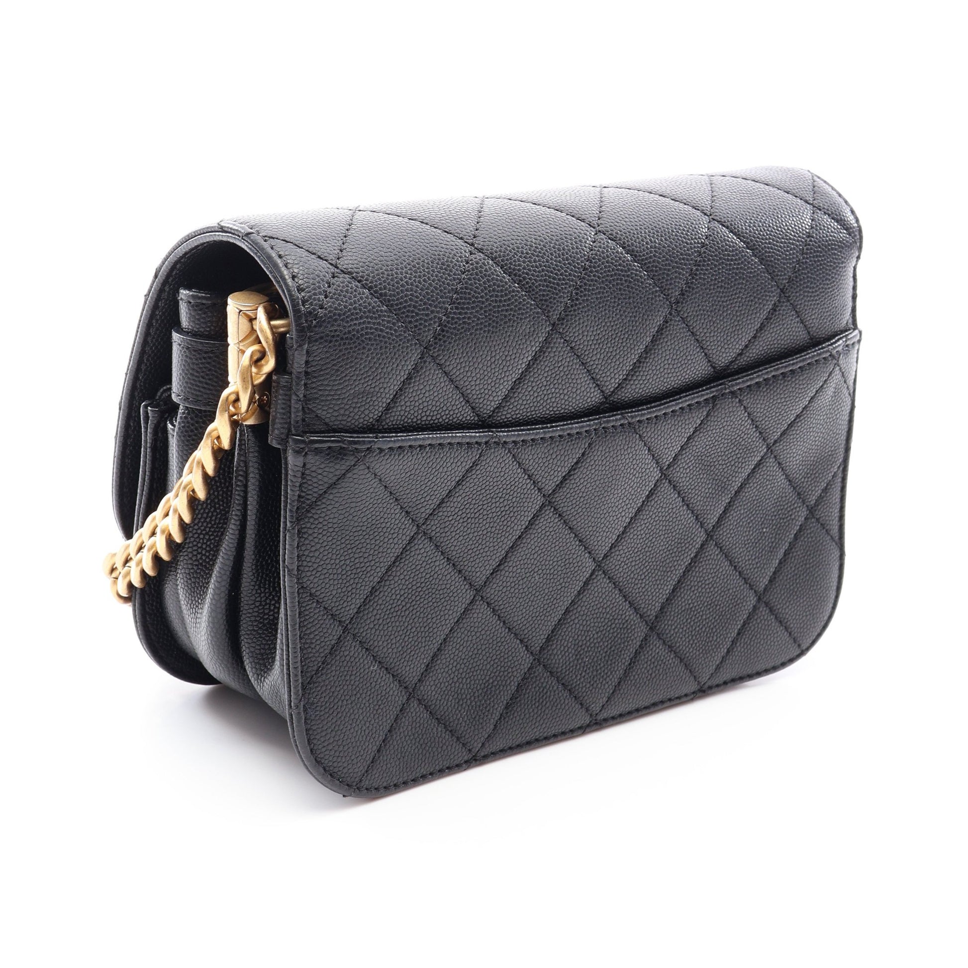 マトラッセ チェーンショルダーバッグ キャビアスキン ブラック ゴールド金具 シャネル バッグ CHANEL
