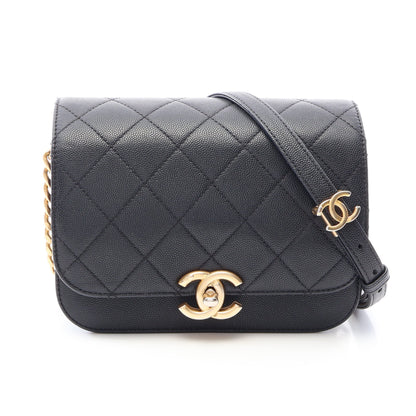 マトラッセ チェーンショルダーバッグ キャビアスキン ブラック ゴールド金具 シャネル バッグ CHANEL