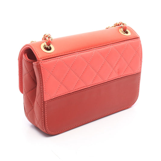 マトラッセ スモール チェーンショルダーバッグ レザー レッド ピンク ゴールド金具 シャネル バッグ CHANEL