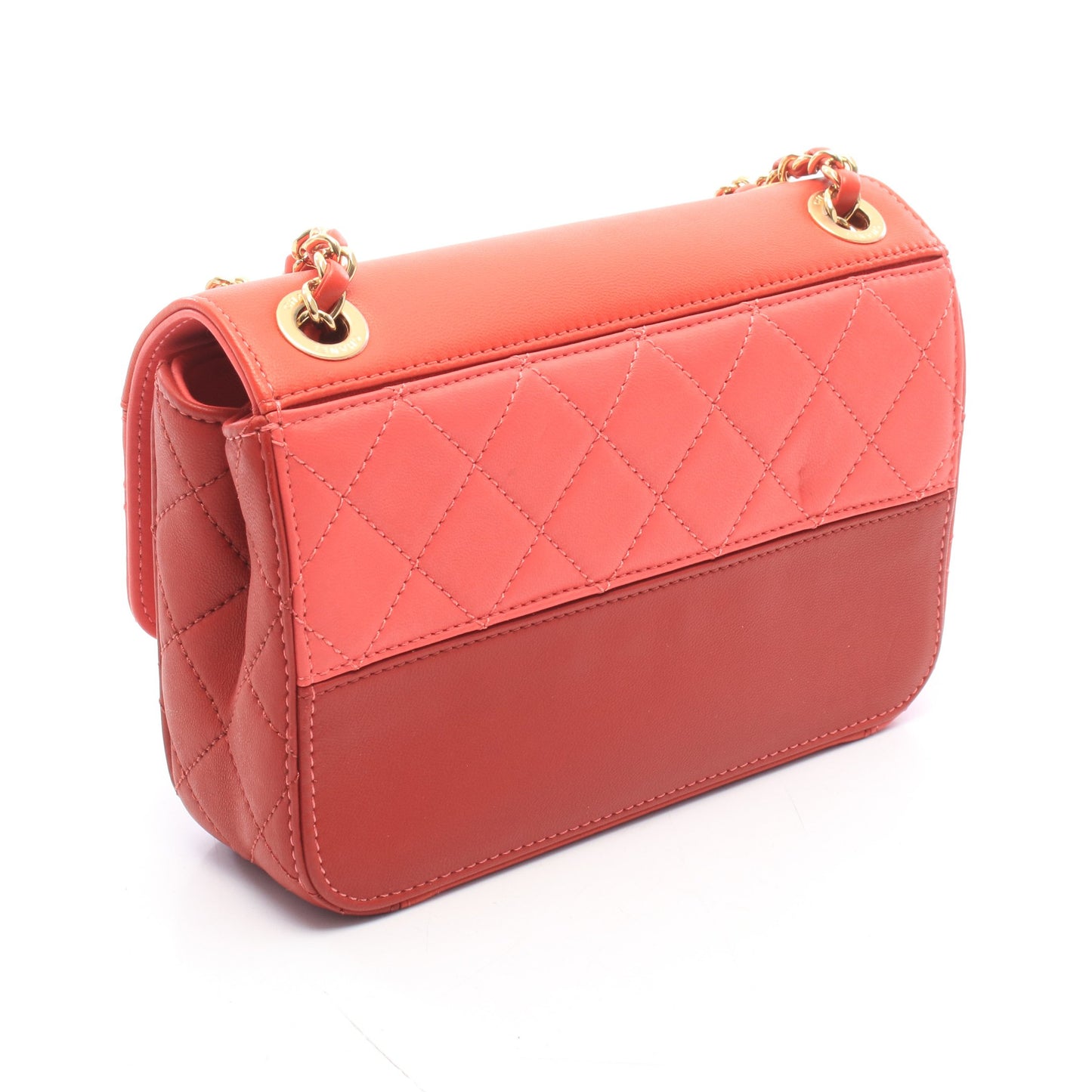 マトラッセ スモール チェーンショルダーバッグ レザー レッド ピンク ゴールド金具 シャネル バッグ CHANEL