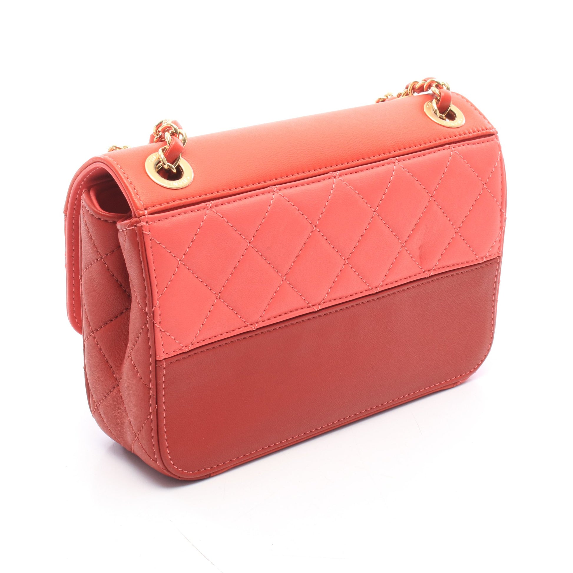 マトラッセ スモール チェーンショルダーバッグ レザー レッド ピンク ゴールド金具 シャネル バッグ CHANEL