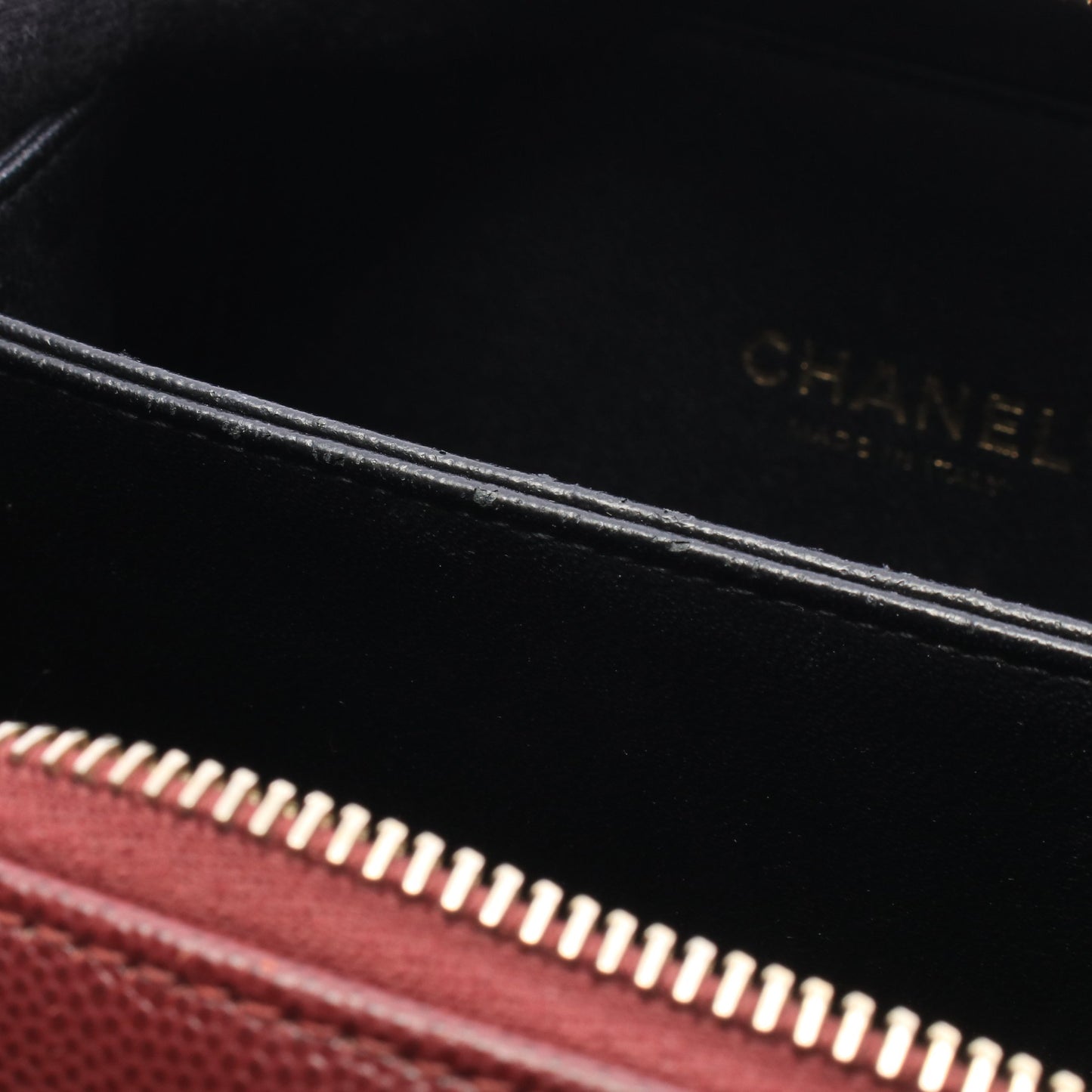 CCフィグリー スモール バニティバッグ 2WAY チェーンショルダーバッグ キャビアスキン ボルドー ブラック ゴールド金具 シャネル バッグ CHANEL
