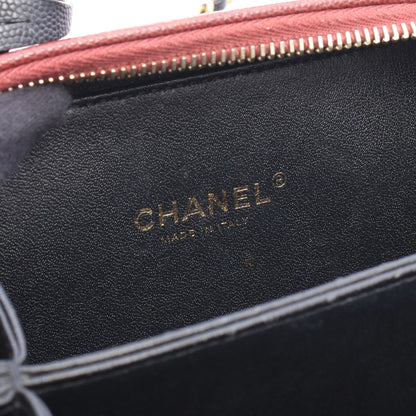 CCフィグリー スモール バニティバッグ 2WAY チェーンショルダーバッグ キャビアスキン ボルドー ブラック ゴールド金具 シャネル バッグ CHANEL