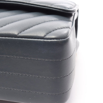 シェブロン Vステッチ ミニ 20 チェーンショルダーバッグ レザー ブルーグレー ゴールド金具 シャネル バッグ CHANEL