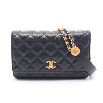 マトラッセ チェーンウォレット キャビアスキン ブラック ゴールド金具 シャネル バッグ CHANEL