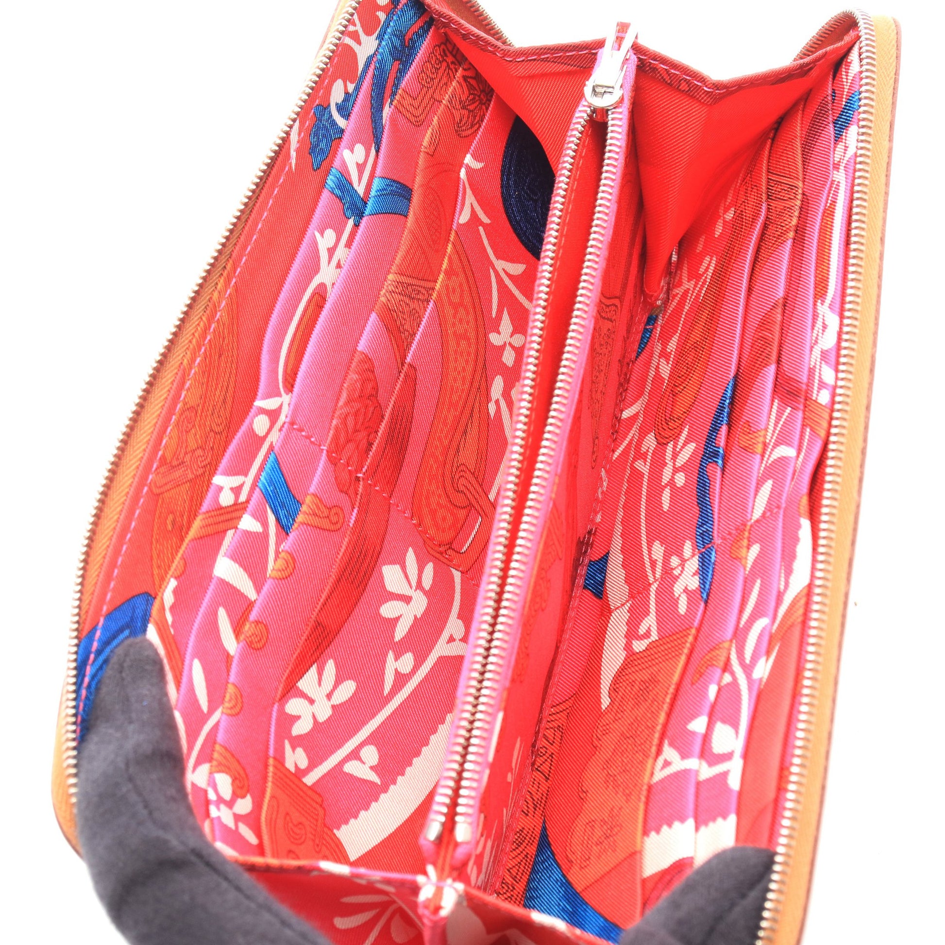 アザップロング シルクイン ゴールド ラウンドファスナー長財布 ヴォーエプソン ブラウン シルバー金具 Y刻印 エルメス 財布・小物 HERMES