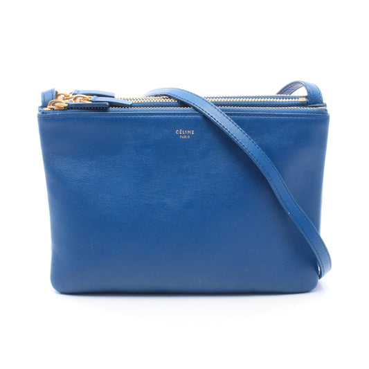 TRIO SMALL トリオ スモール ショルダーバッグ レザー ブルー セリーヌ バッグ CELINE