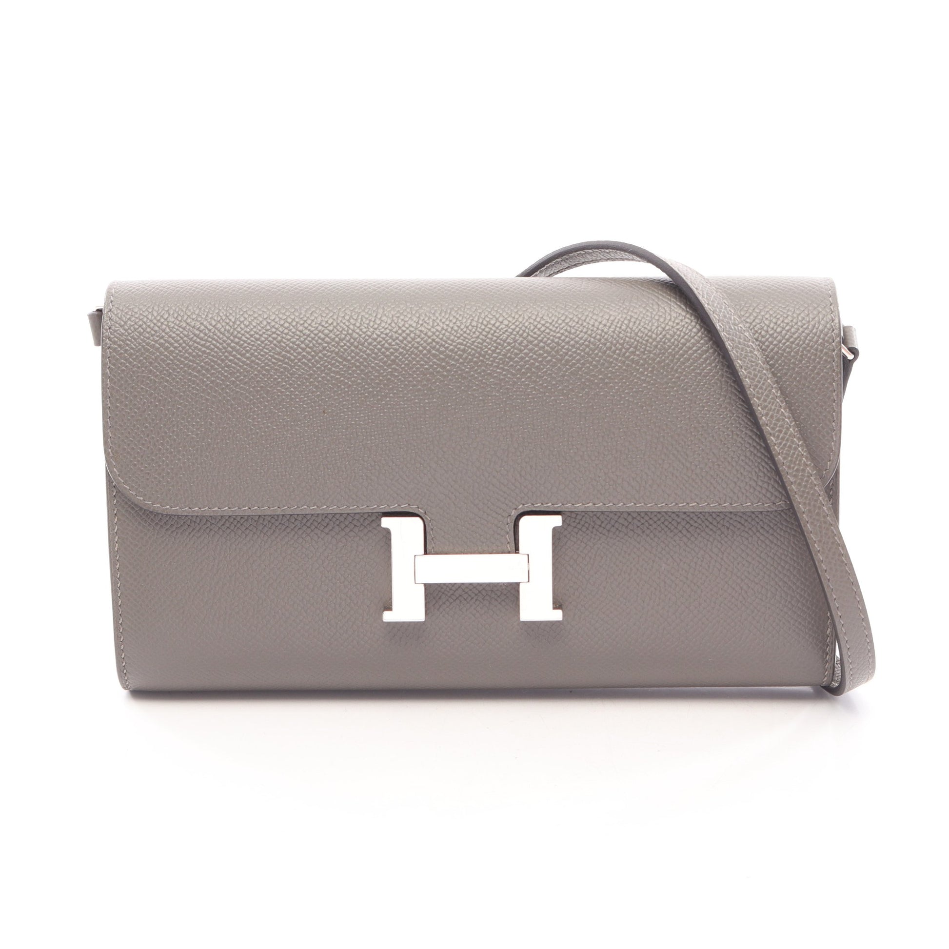 コンスタンス ロング トゥーゴー ショルダーウォレット ヴォーエプソン グレー シルバー金具 U刻印 エルメス バッグ HERMES