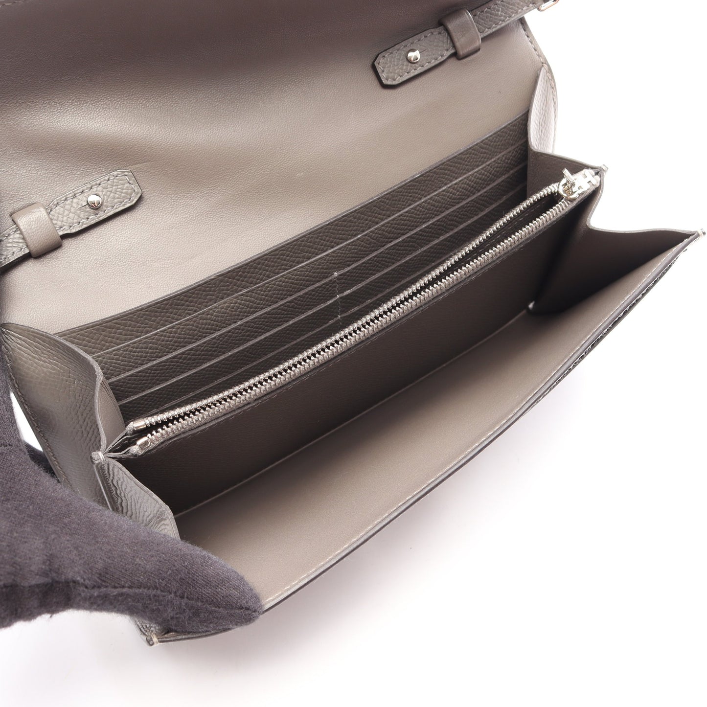 コンスタンス ロング トゥーゴー ショルダーウォレット ヴォーエプソン グレー シルバー金具 U刻印 エルメス バッグ HERMES