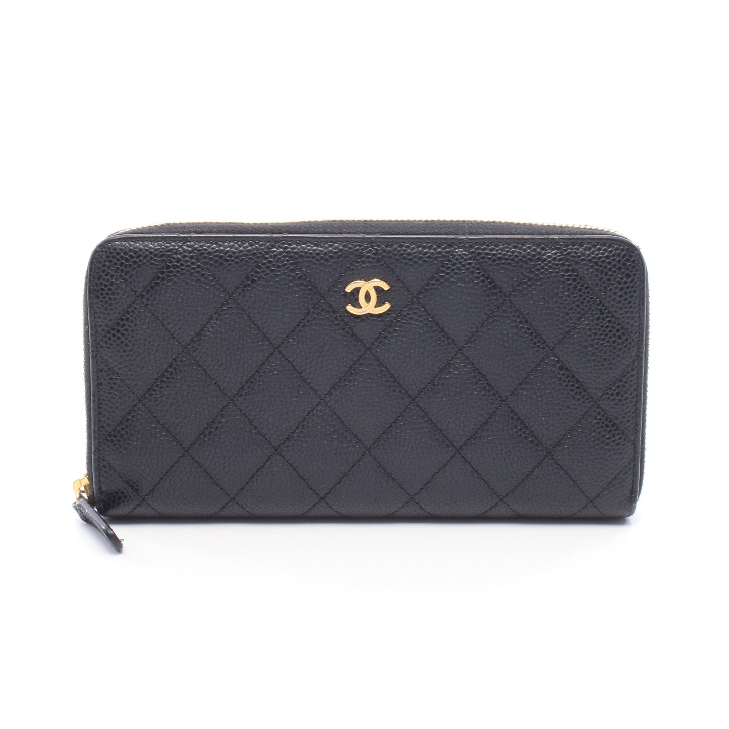 マトラッセ ラウンドファスナー長財布 キャビアスキン ブラック ゴールド金具 シャネル 財布・小物 CHANEL