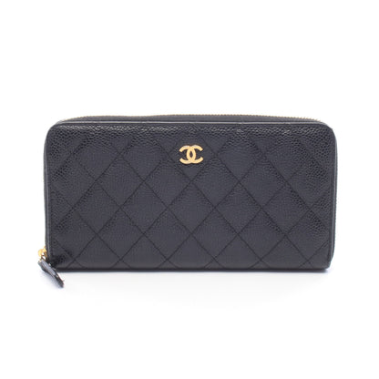 マトラッセ ラウンドファスナー長財布 キャビアスキン ブラック ゴールド金具 シャネル 財布・小物 CHANEL