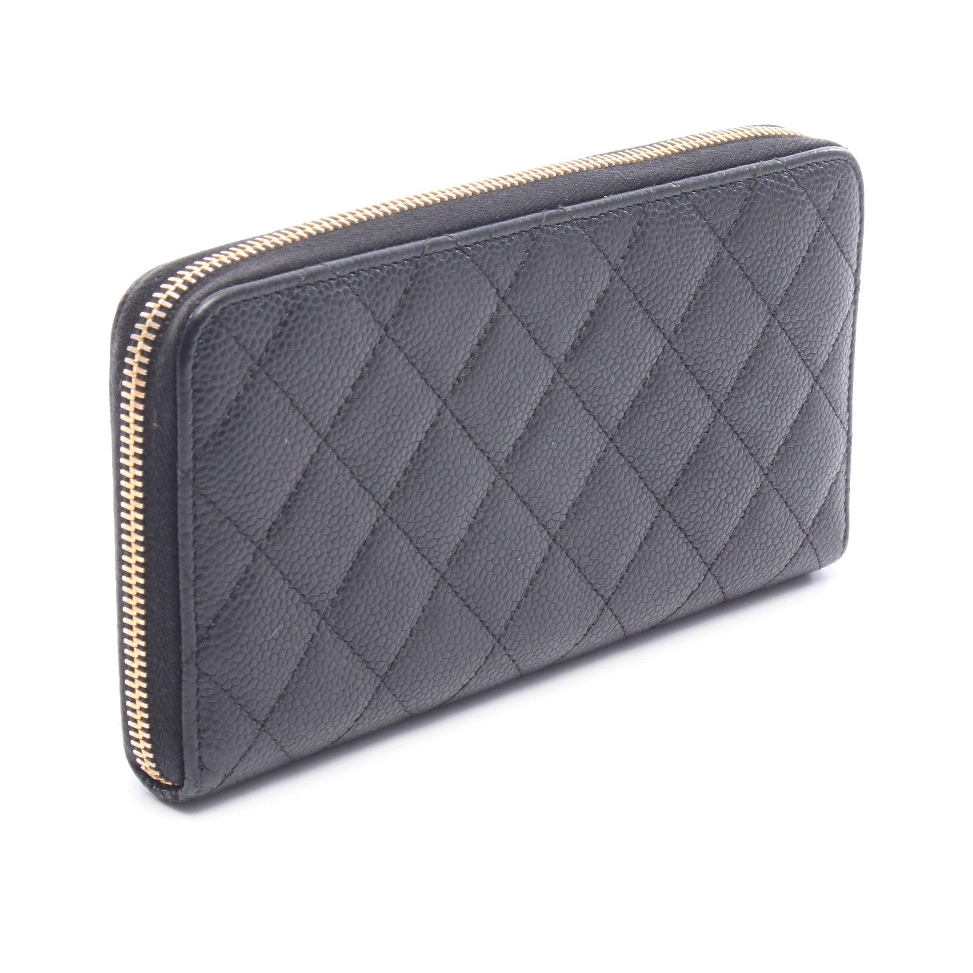 マトラッセ ラウンドファスナー長財布 キャビアスキン ブラック ゴールド金具 シャネル 財布・小物 CHANEL