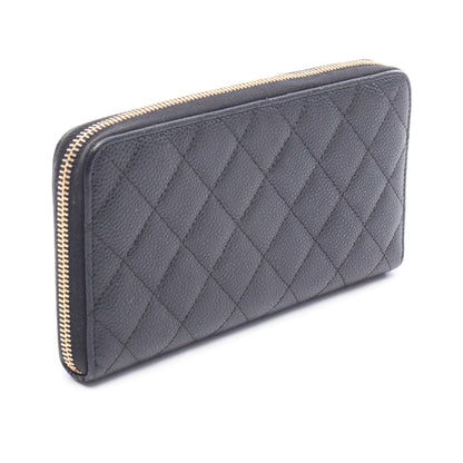 マトラッセ ラウンドファスナー長財布 キャビアスキン ブラック ゴールド金具 シャネル 財布・小物 CHANEL