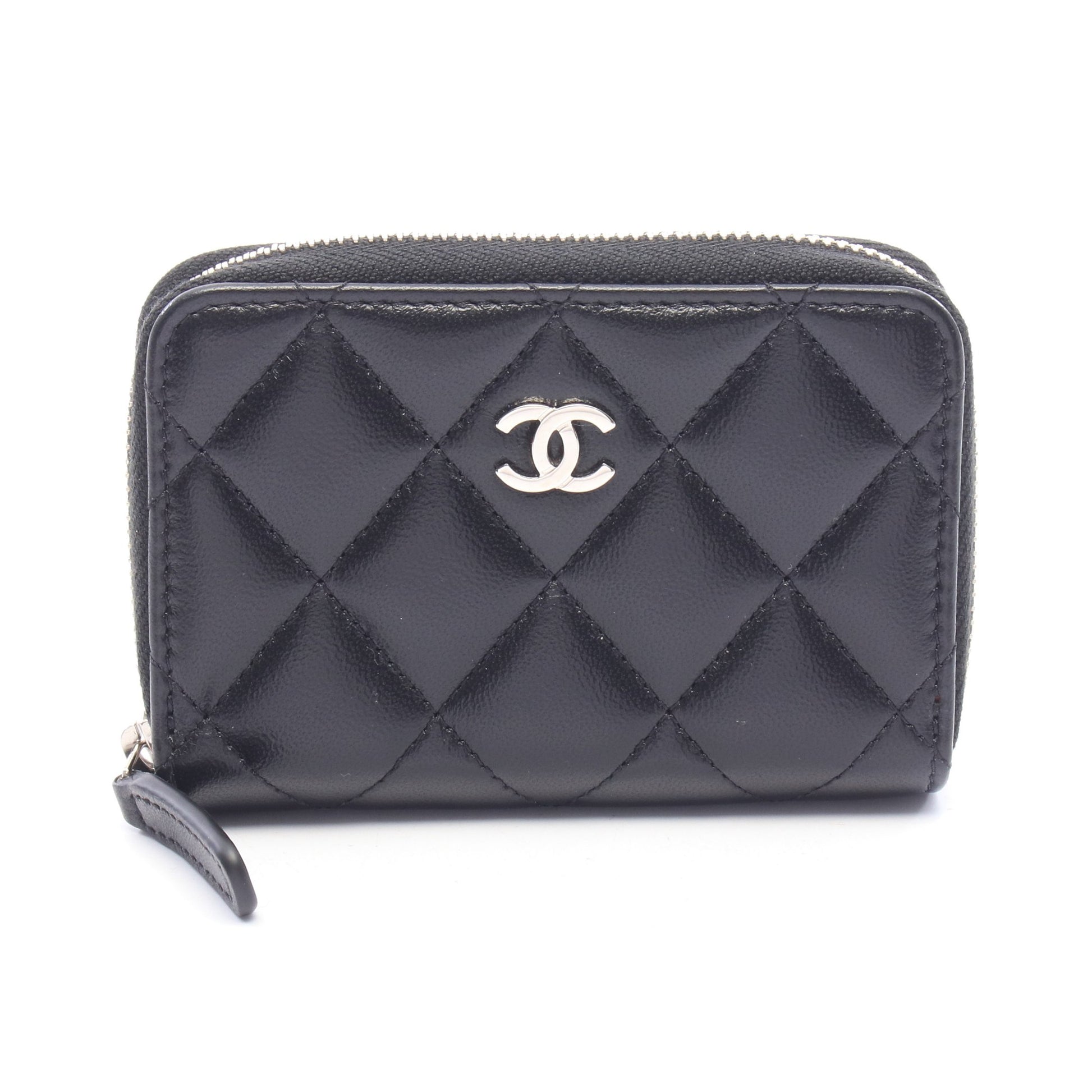 クラシック ジップ コインパース マトラッセ コインケース ラムスキン ブラック シルバー金具 シャネル 財布・小物 CHANEL