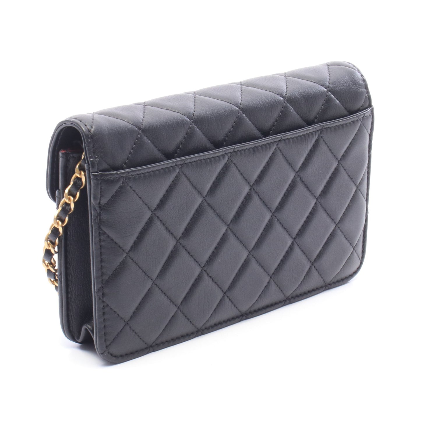 マトラッセ ロゴ チェーンウォレット ラムスキン ブラック ゴールド金具 シャネル バッグ CHANEL