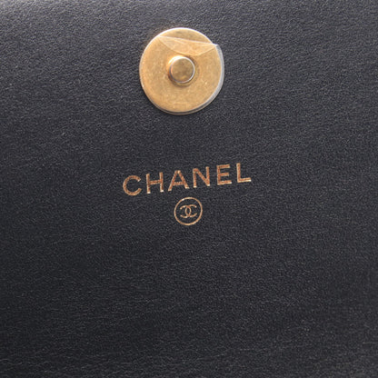 マトラッセ ロゴ チェーンウォレット ラムスキン ブラック ゴールド金具 シャネル バッグ CHANEL