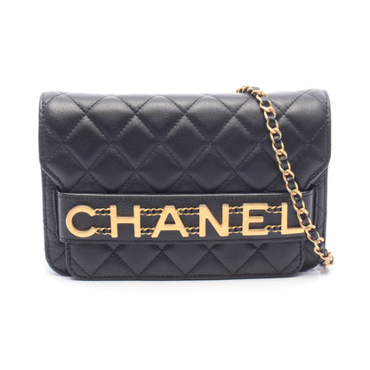 マトラッセ ロゴ チェーンウォレット ラムスキン ブラック ゴールド金具 シャネル バッグ CHANEL