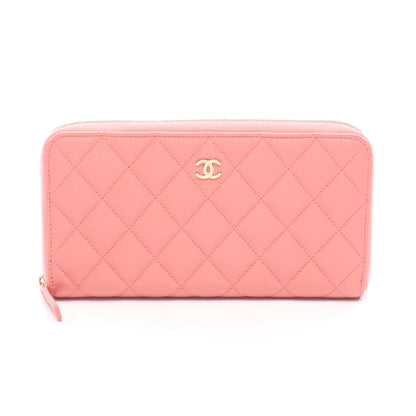 マトラッセ ラウンドファスナー長財布 キャビアスキン ピンク ゴールド金具 シャネル 財布・小物 CHANEL