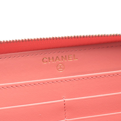 マトラッセ ラウンドファスナー長財布 キャビアスキン ピンク ゴールド金具 シャネル 財布・小物 CHANEL