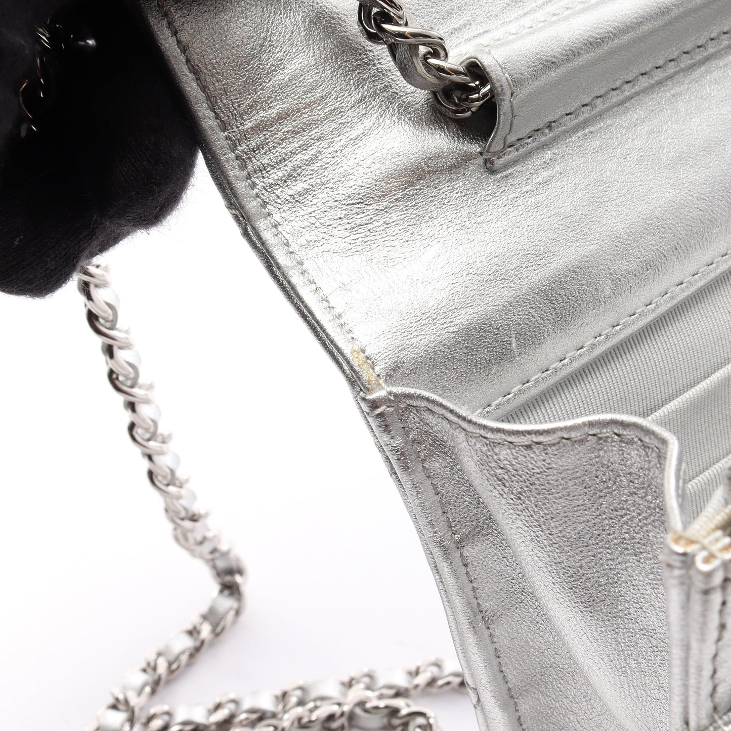 マトラッセ チェーンウォレット レザー シルバー シルバー金具 シャネル バッグ CHANEL