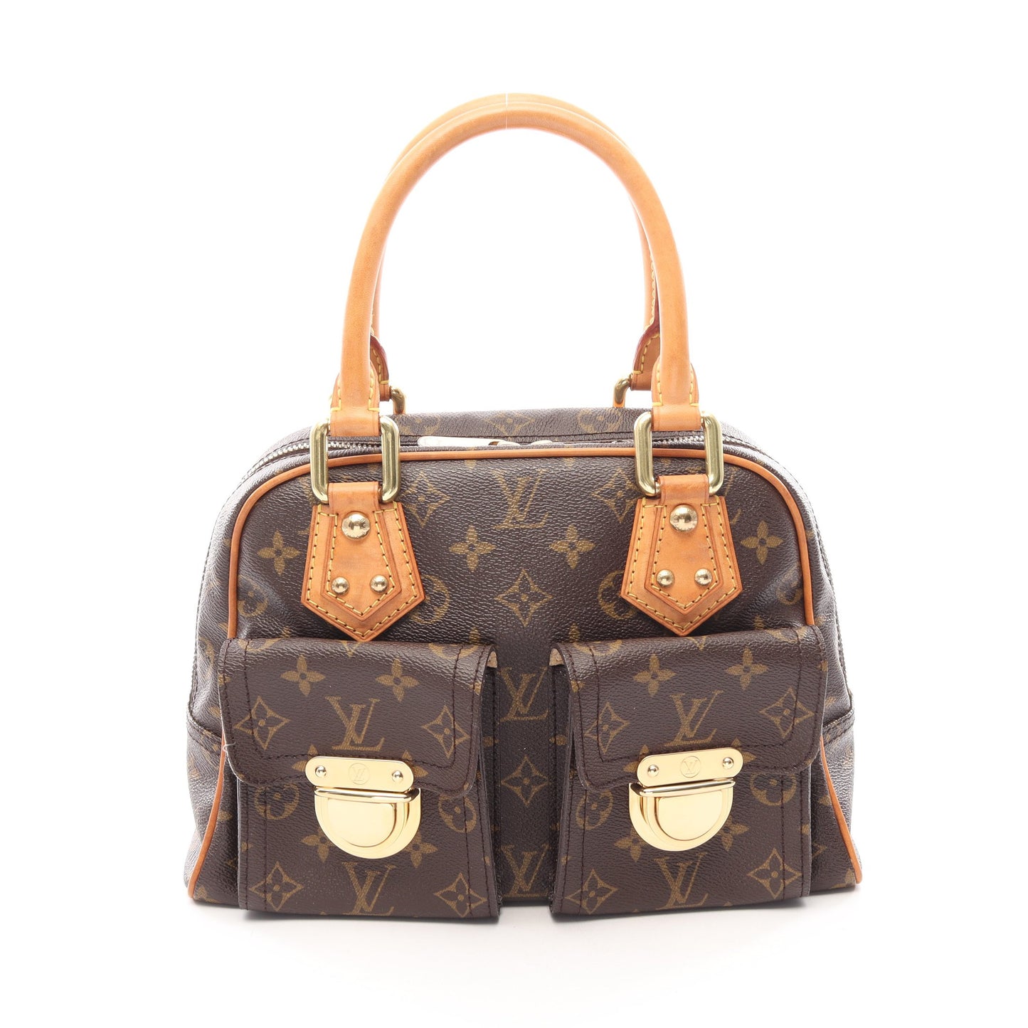 マンハッタンPM モノグラム ハンドバッグ PVC レザー ブラウン ルイヴィトン バッグ LOUIS VUITTON