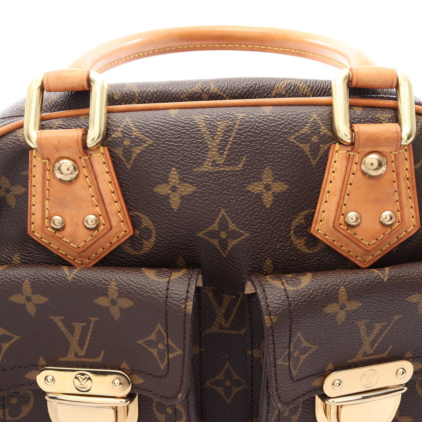 マンハッタンPM モノグラム ハンドバッグ PVC レザー ブラウン ルイヴィトン バッグ LOUIS VUITTON