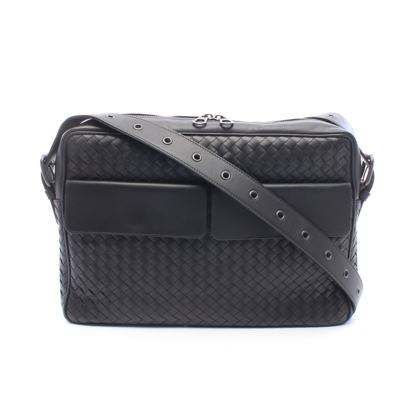 イントレチャート ショルダーバッグ レザー ブラック ボッテガヴェネタ バッグ BOTTEGA VENETA