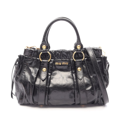 VITELLO LUX 2WAY ハンドバッグ レザー ブラック ミュウミュウ バッグ miu miu