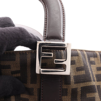 ズッカ ハンドバッグ トートバッグ キャンバス レザー ブラウン ダークブラウン フェンディ バッグ FENDI
