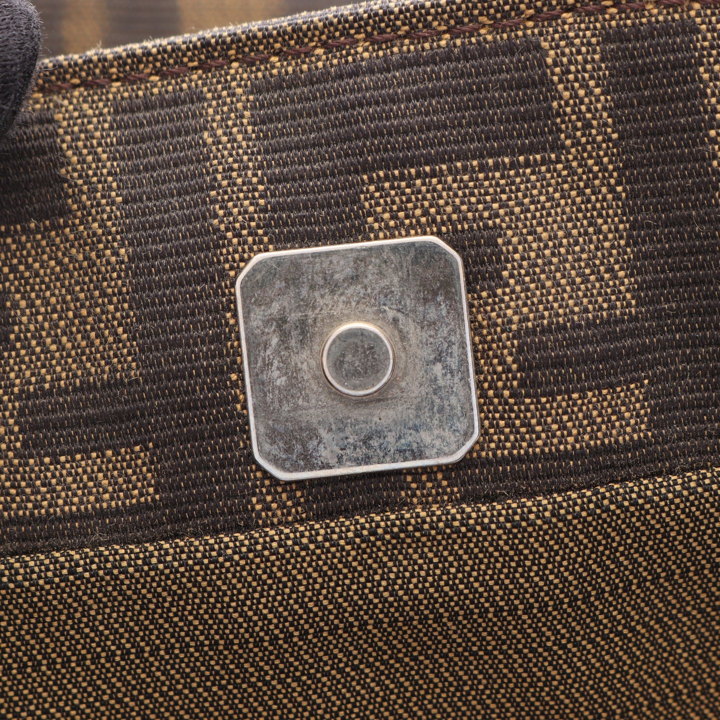 ズッカ ハンドバッグ トートバッグ キャンバス レザー ブラウン ダークブラウン フェンディ バッグ FENDI