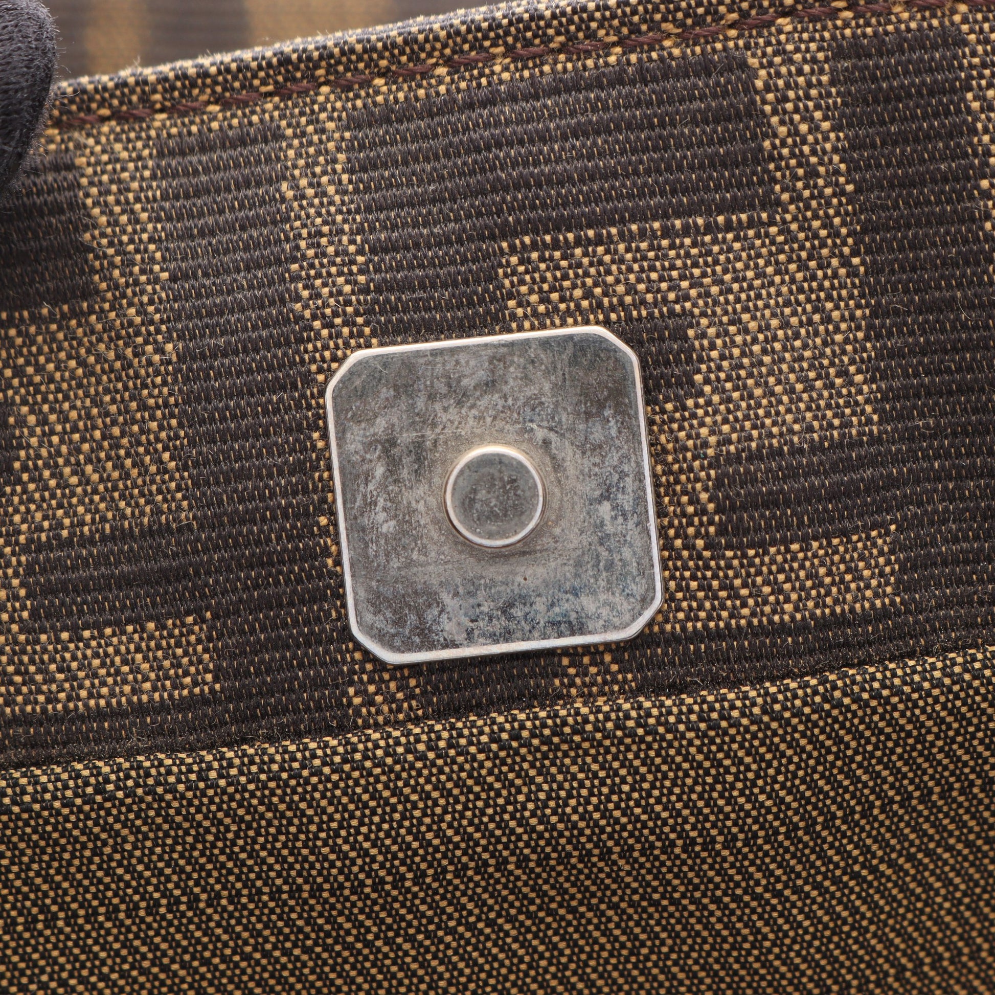 ズッカ ハンドバッグ トートバッグ キャンバス レザー ブラウン ダークブラウン フェンディ バッグ FENDI