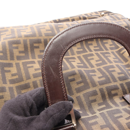 ズッカ ハンドバッグ トートバッグ キャンバス レザー ブラウン ダークブラウン フェンディ バッグ FENDI