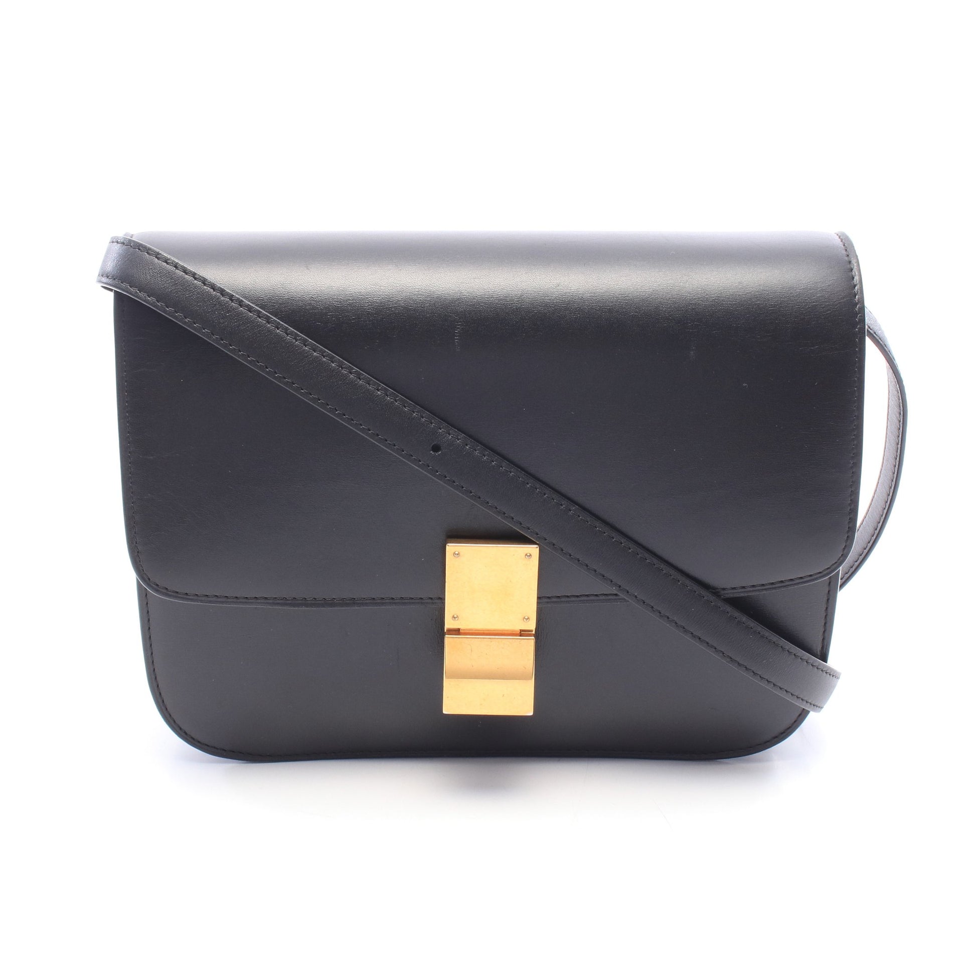 クラシックボックス ミディアム ショルダーバッグ レザー ブラック セリーヌ バッグ CELINE