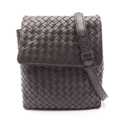 イントレチャート ミニ ショルダーバッグ レザー ダークブラウン ボッテガヴェネタ バッグ BOTTEGA VENETA