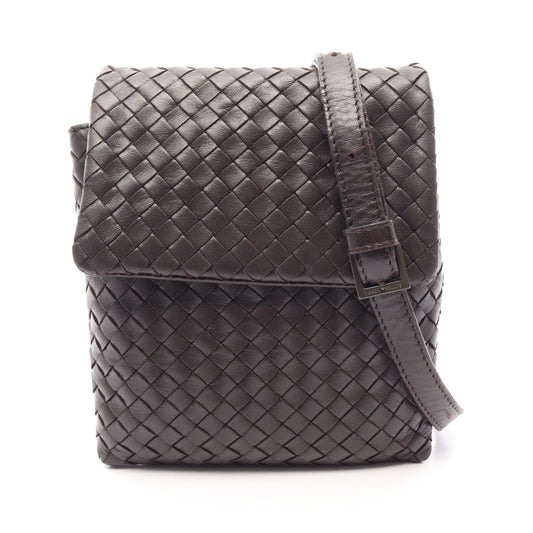 イントレチャート ミニ ショルダーバッグ レザー ダークブラウン ボッテガヴェネタ バッグ BOTTEGA VENETA