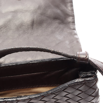 イントレチャート ミニ ショルダーバッグ レザー ダークブラウン ボッテガヴェネタ バッグ BOTTEGA VENETA