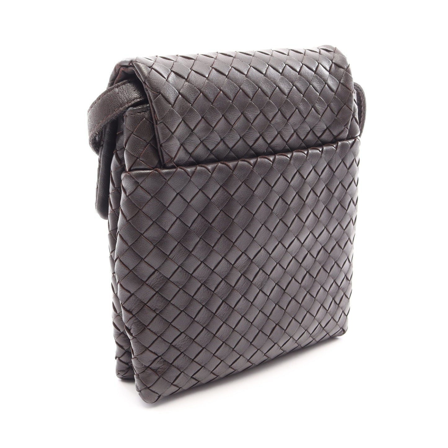 イントレチャート ミニ ショルダーバッグ レザー ダークブラウン ボッテガヴェネタ バッグ BOTTEGA VENETA