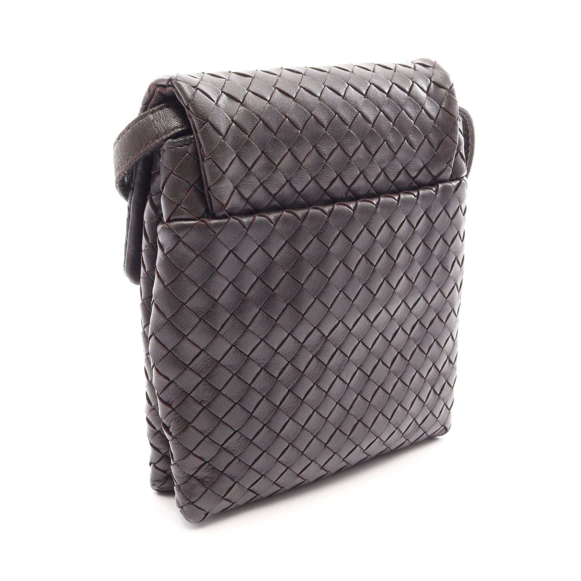 イントレチャート ミニ ショルダーバッグ レザー ダークブラウン ボッテガヴェネタ バッグ BOTTEGA VENETA