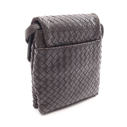 イントレチャート ミニ ショルダーバッグ レザー ダークブラウン ボッテガヴェネタ バッグ BOTTEGA VENETA