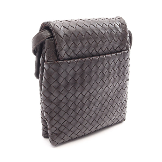 イントレチャート ミニ ショルダーバッグ レザー ダークブラウン ボッテガヴェネタ バッグ BOTTEGA VENETA