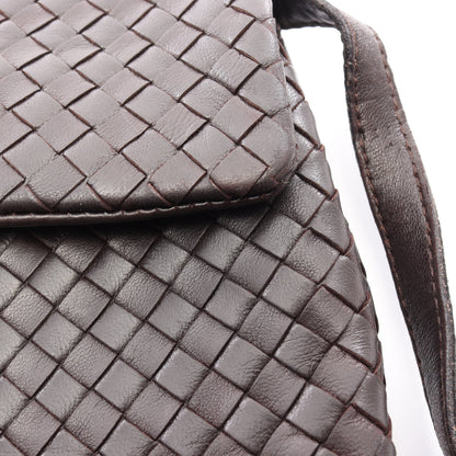 イントレチャート ミニ ショルダーバッグ レザー ダークブラウン ボッテガヴェネタ バッグ BOTTEGA VENETA