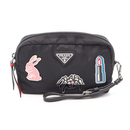 TESSUTOT SMALTO ポーチ ナイロン サフィアーノレザー ブラック マルチカラー プラダ 財布・小物 PRADA