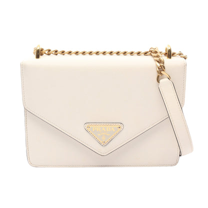 チェーンショルダーバッグ サフィアーノレザー ホワイト プラダ バッグ PRADA