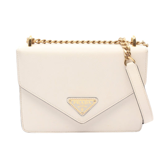 チェーンショルダーバッグ サフィアーノレザー ホワイト プラダ バッグ PRADA