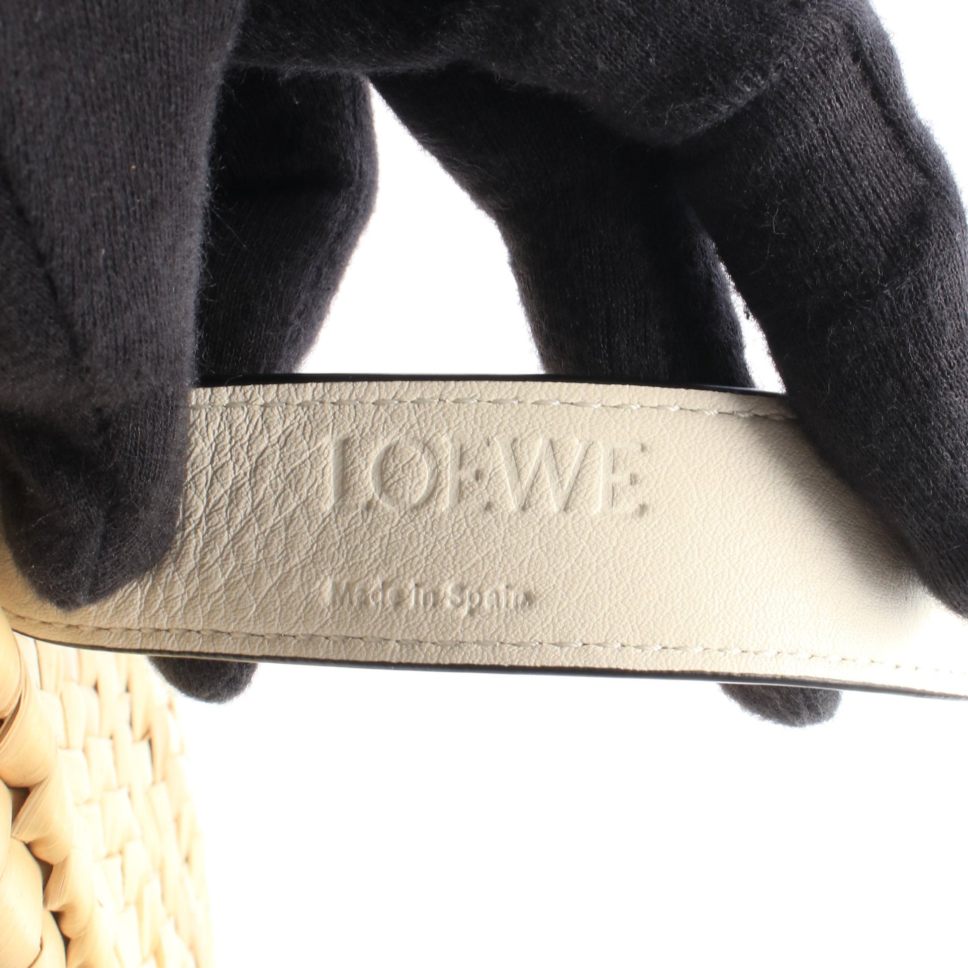 バスケットバッグ S スモール かごバッグ ハンドバッグ ラフィア レザー ベージュ ホワイト ロエベ バッグ LOEWE