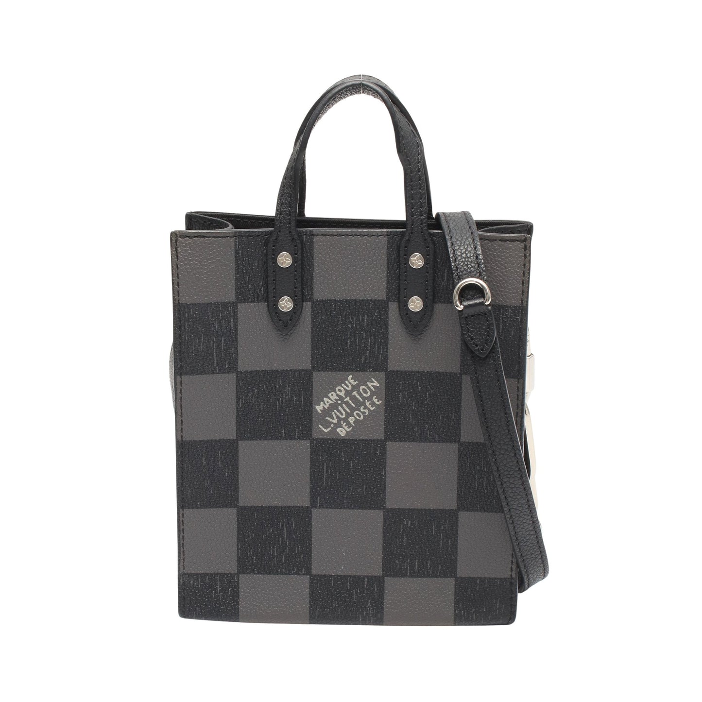 サックプラ XS ダミエチェッカーボード ノワール 2WAY ハンドバッグ レザー ブラック ルイヴィトン バッグ LOUIS VUITTON