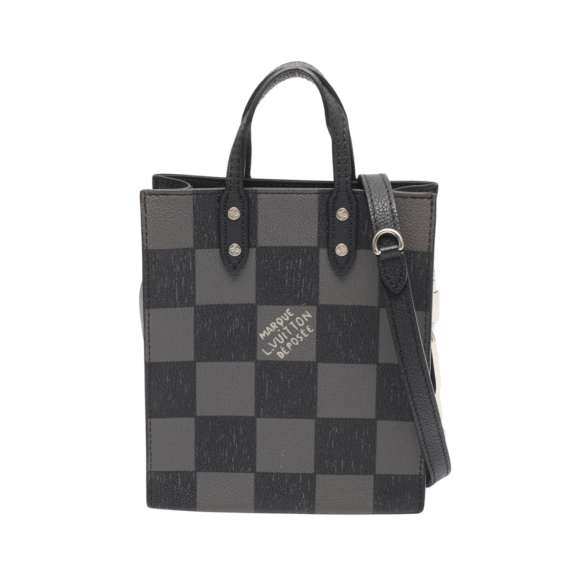 サックプラ XS ダミエチェッカーボード ノワール 2WAY ハンドバッグ レザー ブラック ルイヴィトン バッグ LOUIS VUITTON